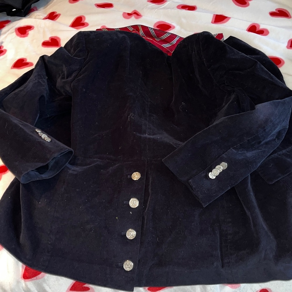 Women’s Navy Corduroy Blazer Silver Button Detail - Picture 6 of 12